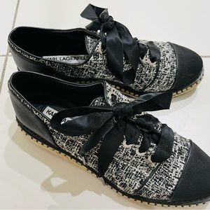 ❤️ KARL LAGERFELD TIE UP Tweedy Shoes!